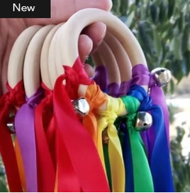 Multicoloured Ribbon Ring Pk 10