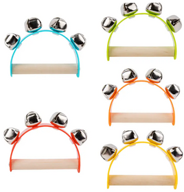 4 Bell Wooden Handle Rattle Pk 5
